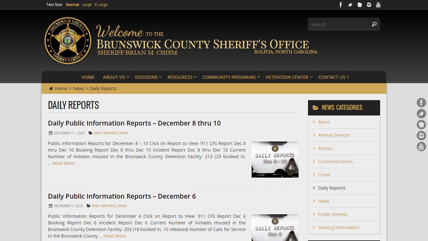 Daily Reports - Brunswick County Sheriff's Office